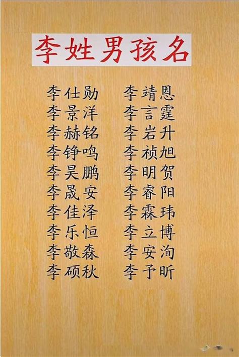 李名字男|李姓小男孩名字大全集（简单顺口300个）